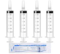 60ml Syringe HXC 4 Pack Syringes Plastic Large Syringe with Cap Sterile Package for Liquid Pets Labs Food Glue and Oil Dispensing