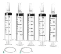 60ml Syringes 5 Pack Plastic Syringe with Sealing Cap Pet Feeding Syringe Individually Packaged for Scientific Labs, Measurement, Dispensing, Watering, Refilling