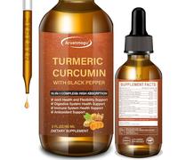 60ML Turmeric Curcumin Supplement for Adults， with Black Pepper and Ginger - Liquid Turmeric Extract Drops - Joint & Immune Support,Flexibility and Digestive Health