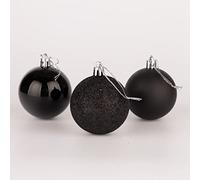 60mm/18Pcs Christmas Baubles Shatterproof Black, Christmas Tree Decorations Ball Ornaments Balls Xmas Hanging Decorations Holiday Decor - Shiny,Matte,Glitter