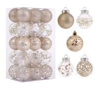 60mm/2.36inch Clear Christmas Ornaments Set, 30ct Champagne Christmas Ornaments Balls for Christmas Tree Decorations Shatterproof Transparent Baubles with Stuffed Decoration for Xmas Wedding Party