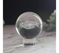 60mm 3D Engraved Dandelion & Four Leaf Clover Crystal Ball - Glass Globe Home Decor Ornament, Starry Sky Decoration
