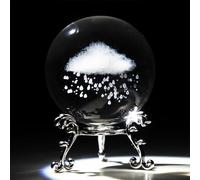 60mm 3D Inner Carving Rain Cloud Crystal Ball Paperweight with Silver Base