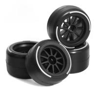 60mm 4pcs Rubber Tires+Plastic Hub 14mm Hex For Tamiya F1 1/10 RC Car Refit | RC Car Upgrade Parts, for racing tires deliver stable rolling and consistent grip for 1/10 F1 cars Upgrade