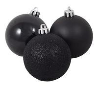 (6Pcs, Black) 60mm Christmas Baubles Shatterproof,Tree Decorations