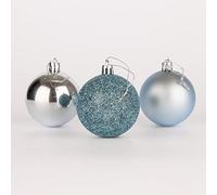 60mm/6Pcs Christmas Baubles Shatterproof Light Blue,Tree Decorations Shatchi Blue One Size