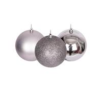 60mm/6Pcs Christmas Baubles Shatterproof Mid Grey, Christmas Tree Decorations Ball Ornaments Balls Xmas Hanging Decorations Holiday Decor - Shiny,Matte,Glitter