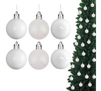 60mm/6Pcs Christmas Baubles Shatterproof White, Christmas Tree Decorations Ball Ornaments Balls Xmas Hanging Decorations Holiday Decor - Shiny,Matte,Glitter