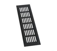 60mm Aluminium Air Vent Grille for Wardrobe Cabinet - Black Louvred Wall Vent with Insect Mesh Fly Net - Kitchen Bathroom Cupboard Ventilation Cover(60x200mm)
