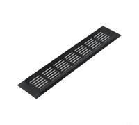 60mm Aluminium Air Vent Grille with Insect Mesh for Wardrobe Ventilation - Black Louvred Wall Cover(60x300mm)