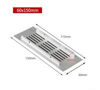 60mm Aluminium Rectangular Air Vent Grille for Cabinet Wardrobe - Silver -Resistant Waterproof Ventilation Cover with Polished Finish(60x150mm)