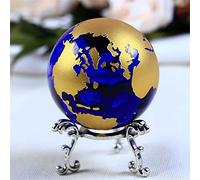 60mm Blue Colored Earth Crystal Model Ball Glass Globe with a Base Crafts Paperweight for House Ornaments Gifts Home Decor (Goldenyinjia)