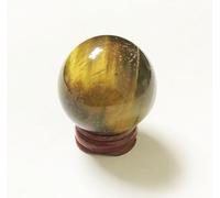 60mm Crystal Sphere Gemstone Ball Sculpture Figurine with Wooden Stand for Divination Home Decoration Multi Style Polished,Tiger's Eye