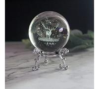 60mm Engraved Dandelion Crystal Ball - 3D Four Leaf Clover Sphere Glass Globe - Unique Home Decor Gift for Birthdays & Special Occasions, Starry Sky Ornament