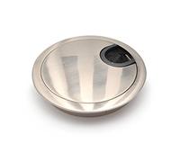 GTV - Premium Metal Cable Feed-Through I Diameter 60 mm I With a Press-Fit Lid and a Cover Brush I Cable Passage for Furniture and Desk I For More Order I Stainless Steel