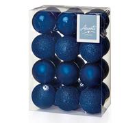 60mm Midnight Blue Christmas Baubles | 24 Assorted | Shatterproof Tree Decorations