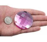 60mm Pink H112 Extra Large Self Adhesive Round Jewels Acrylic Rhinestones Stick On Plastic Gems for Cosplay - 1 Piece