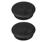 60MM Plastic Desk Grommet, Desktop Cable Hole Cover Round Wire Grommets for Office, Computer Desk, Home (Pack of 2, Black)