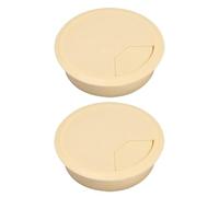 60MM Plastic Desk Grommet, Desktop Cable Hole Cover Round Wire Grommets for Office, Computer Desk, Home (Pack of 2, Beige)