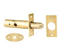 60mm Security Door Rack Bolt 32mm Fixing Centres Electro Brassed Door Latch