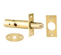 60mm Security Door Rack Bolt 32mm Fixing Centres Electro Brassed Door Latch
