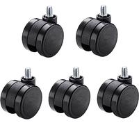60mm Swivel Castor Wheels for Office Chairs - PU Replacement Caster for Furniture, Floor Protection, 11mm x 24mm Stem Size, Heavy-Duty Rolling Wheels