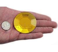 60mm Topaz Gold H107 Large Self Adhesive Round Acrylic Cosplay Gem Flat Back Plastic Stick On Rhinestone for Cosplay Costumes Scrapbooking Prop Craft Embelishment Steven Universe Decor Jewel 1PC