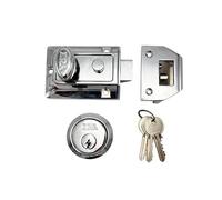 60mm Traditional Non Deadlocking Nightlatch, Green - Satin Chrome, Boxed | Includes Springs, Split Design