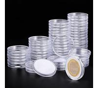 60p Clear Plastic Coin Capsules, Silver Dollar Holder, 40mm Storage, Holders for Collectors With Adjustable Gasket (17/20/25/27/30/33/38/40mm)