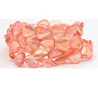 60p Heart Pressed Glass Beads, Crystal Light Pink Peach Ab (00030-34305-AB), Glass, Czech Republic ~ Stranded (16 x 15 mm)