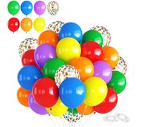 60pack 12Inch Rainbow Balloons Set,Thick Latex Party Red Orange Yellow Green Blue Purple Balloon Rainbows Confetti Balloon Helium Balloons for Kids Birthday,Gay Pride Day Rainbow Party Decoration