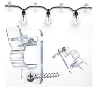60Pack Clear Outdoor String Light Clips Screw-in Hooks,Garden Hooks for Light,Weatherproof Cable Hangers and Clips for Hanging Fairy Lights for Christmas, Festival,Patio, and Fence Decorations