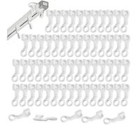 60Pack Curtain Glider Hooks White Plastic Curtain Hook Plastic Curtain Sliders Compatible With Swish Bracket Runners Heavy Duty Fits 99.9% of Curtain Rails and Tracks