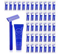 60Pack Travel Razor with Shaving Cream, 0.34oz Smooth Shaving Cream for Men, Disposable Double Blade Razor Suitable for Travel, Business, Guests, Hotels, Charity (Blue)