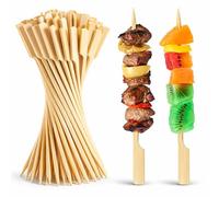 60pc 20cm Bamboo Paddle Skewers - Biodegradable Wooden Sticks for Burger Stacks, Vegetables, Fruit, Sweets, Skewers for BBQ, Ovens and Air Fryers, Appetisers and Platters (25cm)