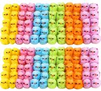 60pc Coloured Fluffy Chicks - Small Fluffy Easter Chicks Easter Decorations 6 Colours Included - Baby Chicken Decorations for Kids Bonnet Making Activities, Egg Hunt Fillers, Arts and Crafts