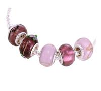 60Pc Mixed Murano Glass Charms for Bracelets - Pandora Compatible Lampwork Glass Beads - Elegant Purple Multicolor European Style Charm Set - Christmas Birthday Jewellery Gifts for Women Girls Mum