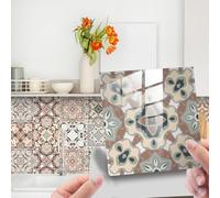 60pc Tile Stickers,Retro Traditional Wall Tile Transfers Stickers Self-Adhesive Peel and Stick Waterproof Kitchen Bathroom DIY Backsplash (6x6in,15x15cm)