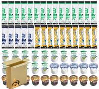 60pc UHT Milk, Oat Drink & Creamer Selection - Single-Serve Hotel Catering Set - Semi Skimmed, Whole Milk, Coffee Creamer, Vegan Oat Sachets - Sticks & Pots Lakeland