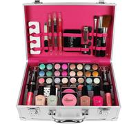 LOVE URBAN BEAUTY Dazzling Makeup Case - 60-Piece Vegan Makeup Set for Teenagers - Elegant Silver Box - Compact and Lightweight Design - Travel-Friendly Women’s Makeup Set