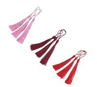 60Pcs 13cm Mini Tassels 3 Colors Polyester Bookmark Tassels for DIY Craft Keychain,Burgundy/Red/Pink