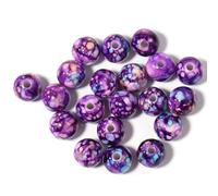 60PCS 16mm Colored Acrylic Crystal Beads Round Crackle Glass Beads Charms for Jewelry Making Bracelets Earring Necklace Adults Beading DIY Art Craft Christmas Ornament Birthday Gifts (Marble Purple)