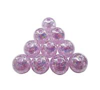 60PCS 16mm Colored Acrylic Crystal Beads Round Crackle Glass Beads Charms for Jewelry Making Bracelets Earring Necklace Adults Beading DIY Art Craft Christmas Ornament Birthday Gifts (Purple)