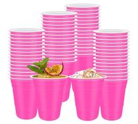 60Pcs 16oz Peach Pink Plastic Cups Reusable Pink Party Cups for Drinking | 16oz /470ml, Large Capacity, Stackable and Lightweight, Sturdy Colored, Perfect for Party