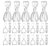 60pcs 19 mm Bright Silver Pendant Pinch Bails Large Pinch Bail Clasps Brass Necklace Pendant Clip Buckle Clasps Connectors for DIY Dangle Charm Jewelry Craft Making