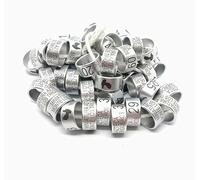 60pcs 2mm to 16mm Customized Birds Rings Pigeon Leg Bands Aluminium Printing Letters Year Numbers Metal Mark Name Personal (Silver)