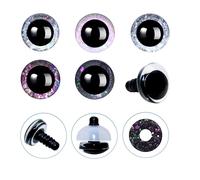 60Pcs 3D Glitter Safety Eyes and Washers for Amigurumi Crochet - Thalinfayi 18mm 5Colors Circular Pupil Safety Eyes Crochet Amigurumi Eyes for Amigurumi, Crafts, Crochet Doll DIY Making Supplies