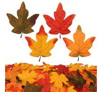 60PCS 4Kinds Fall Artificial Maple Leaves Large Size Autumn Leaf Faux Fall Maple Leaves Thanksgiving Autumn Leaf Home Office Wedding Party Table Decors
