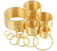 60Pcs 6 Sizes Gold Metal O Rings Multi-Purpose Buckle Loop Ring for Hardware Bags DIY Keychains Belts Craft Projects, 15mm, 20mm, 25mm, 32mm, 38mm, 50mm
