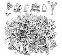 60pcs 6 Styles Antique Silver Cheerleading Theme Charms Tibetan Alloy Gymnastics School Sports Pendants Collection for DIY Necklace Bracelet Jewelry Making Supplies